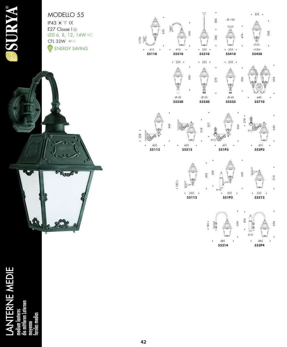 lanterna media classica con illuminazione a led