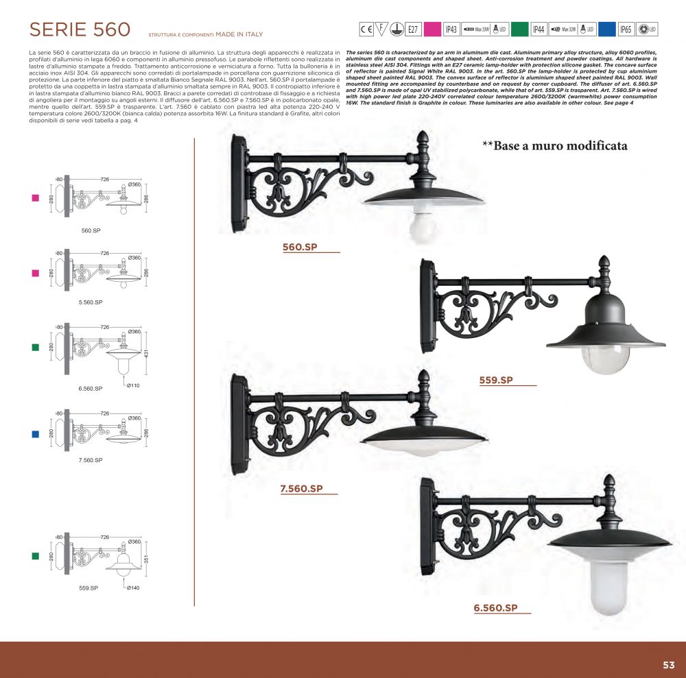 illuminazione per giadrini ed esterni a braccio con ricc ioli